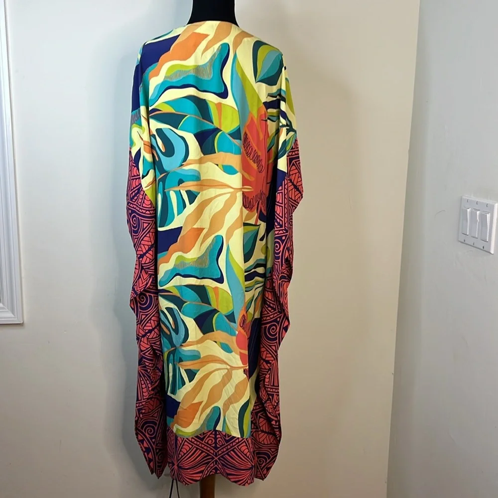 SOFT SURROUNDINGS Long Line Open Front Floral Kimono S/M - Picture 5 of 6